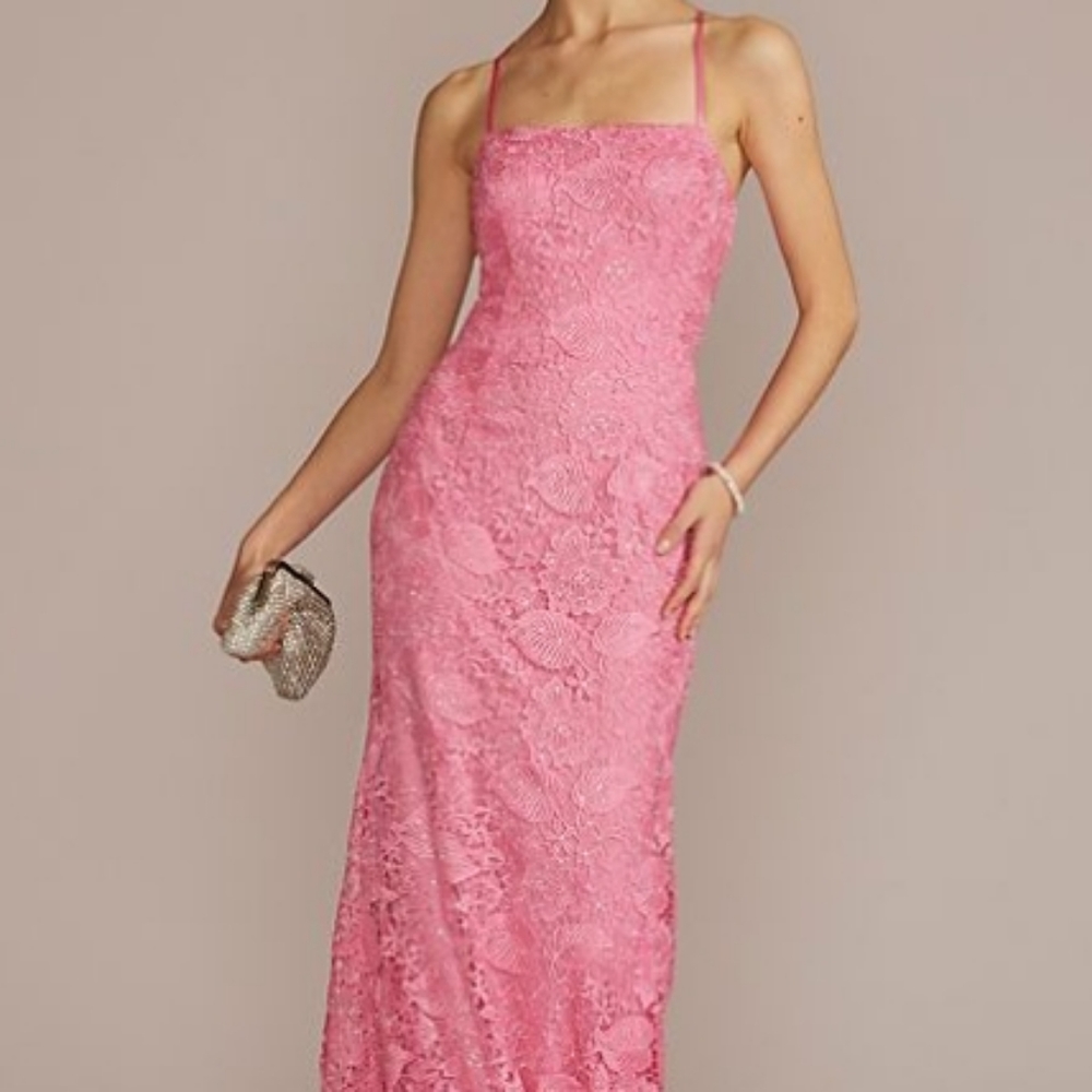 Romantic floor length lace gown with sequins
